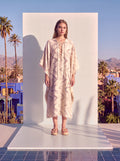 Water Jacquard Kaftan Long Ivory