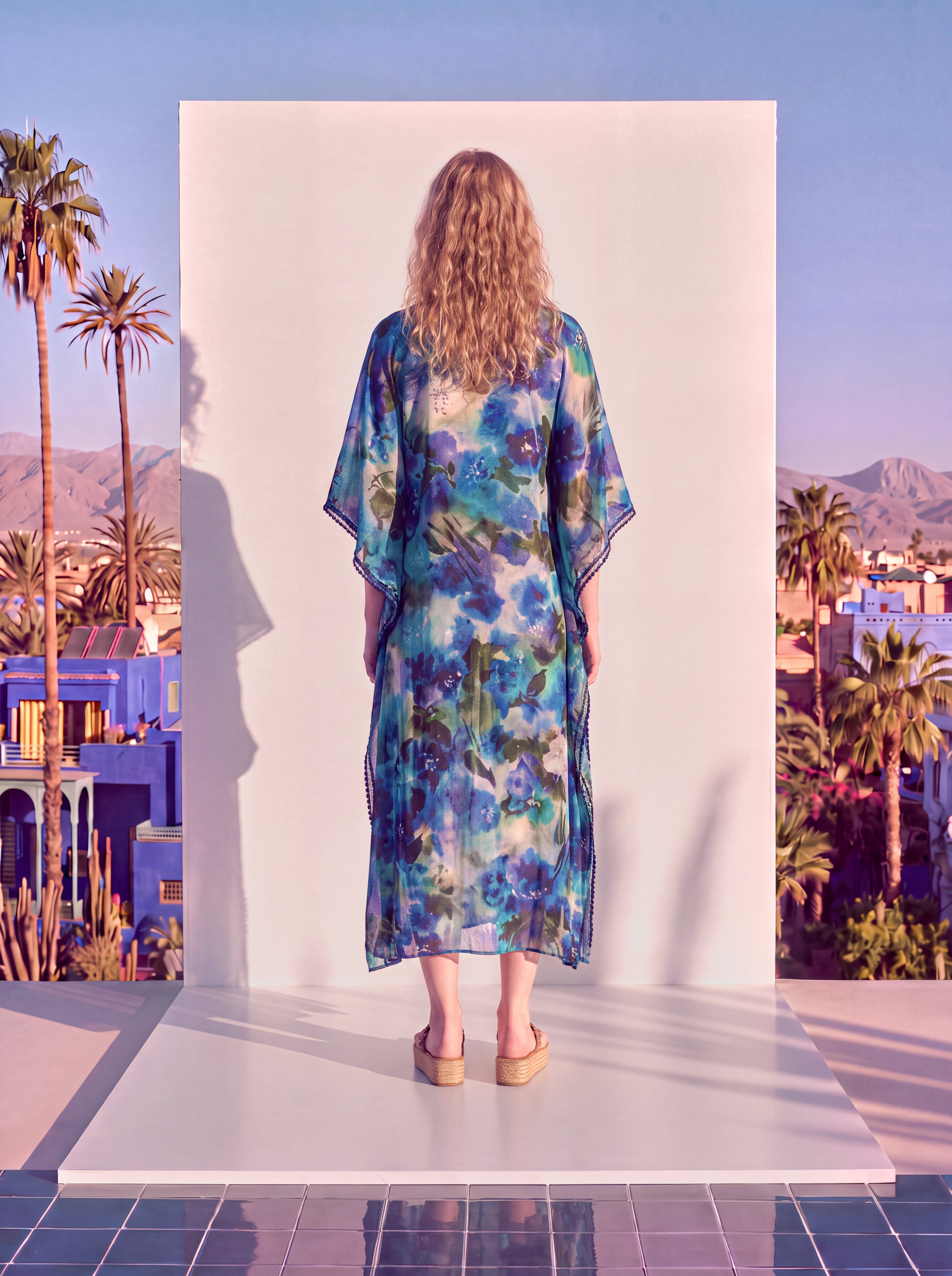 Floral Print Kaftan Long