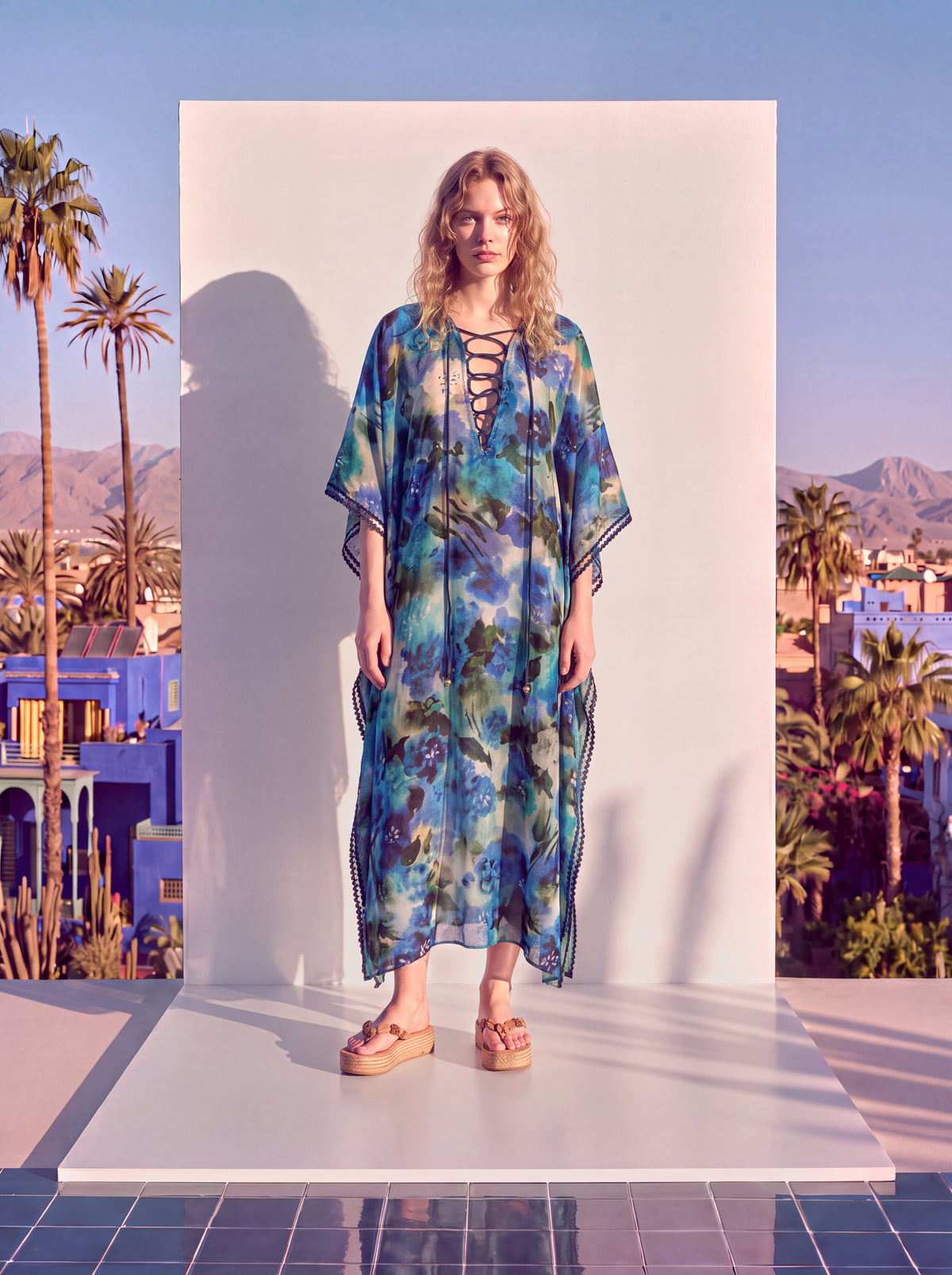 Floral Print Kaftan Long