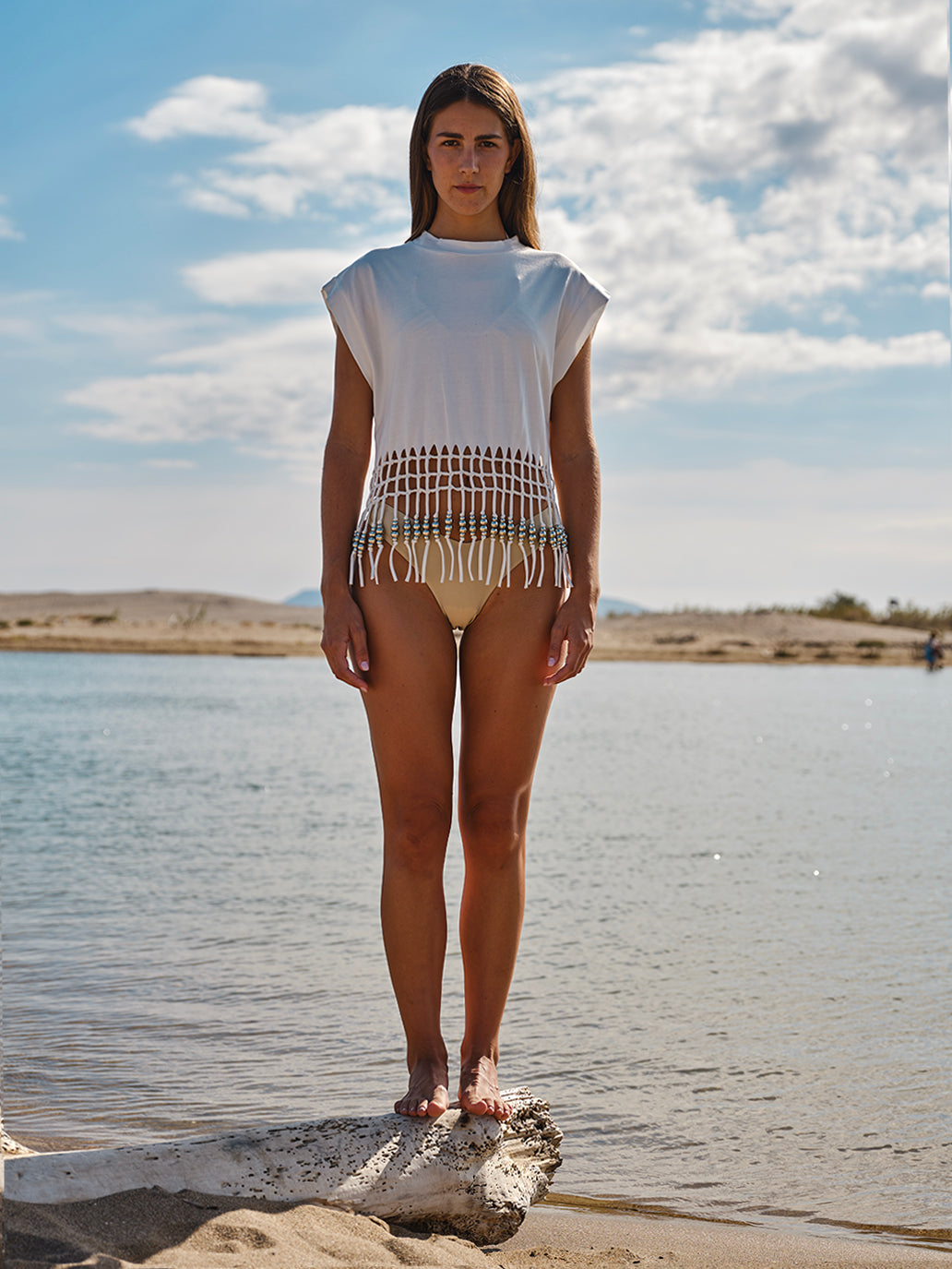 Sleeveless Tee With Beads
